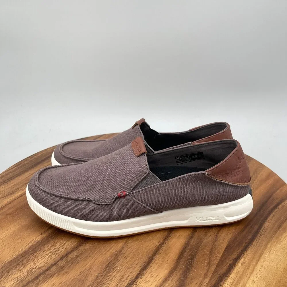 Kuru Pace Loafers Mens Size 8.5 Brown Canvas Casual Comfort Slip On Sneakers